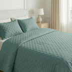 Colcha lisa acolchada Azul Turquesa tacto suave