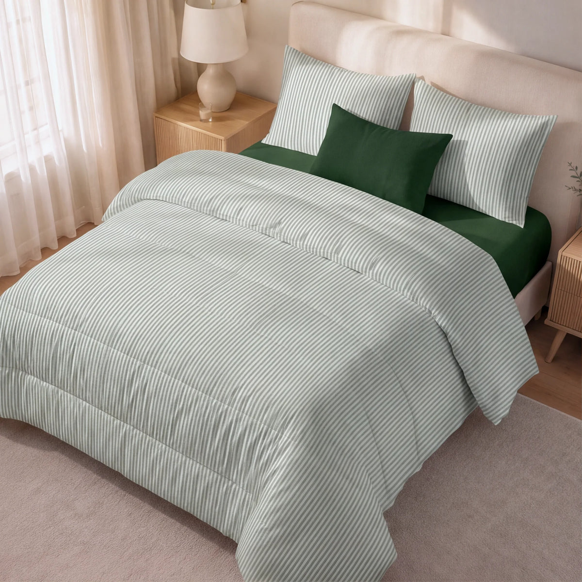 Edredón estampado acolchado Divit Verde tacto suave