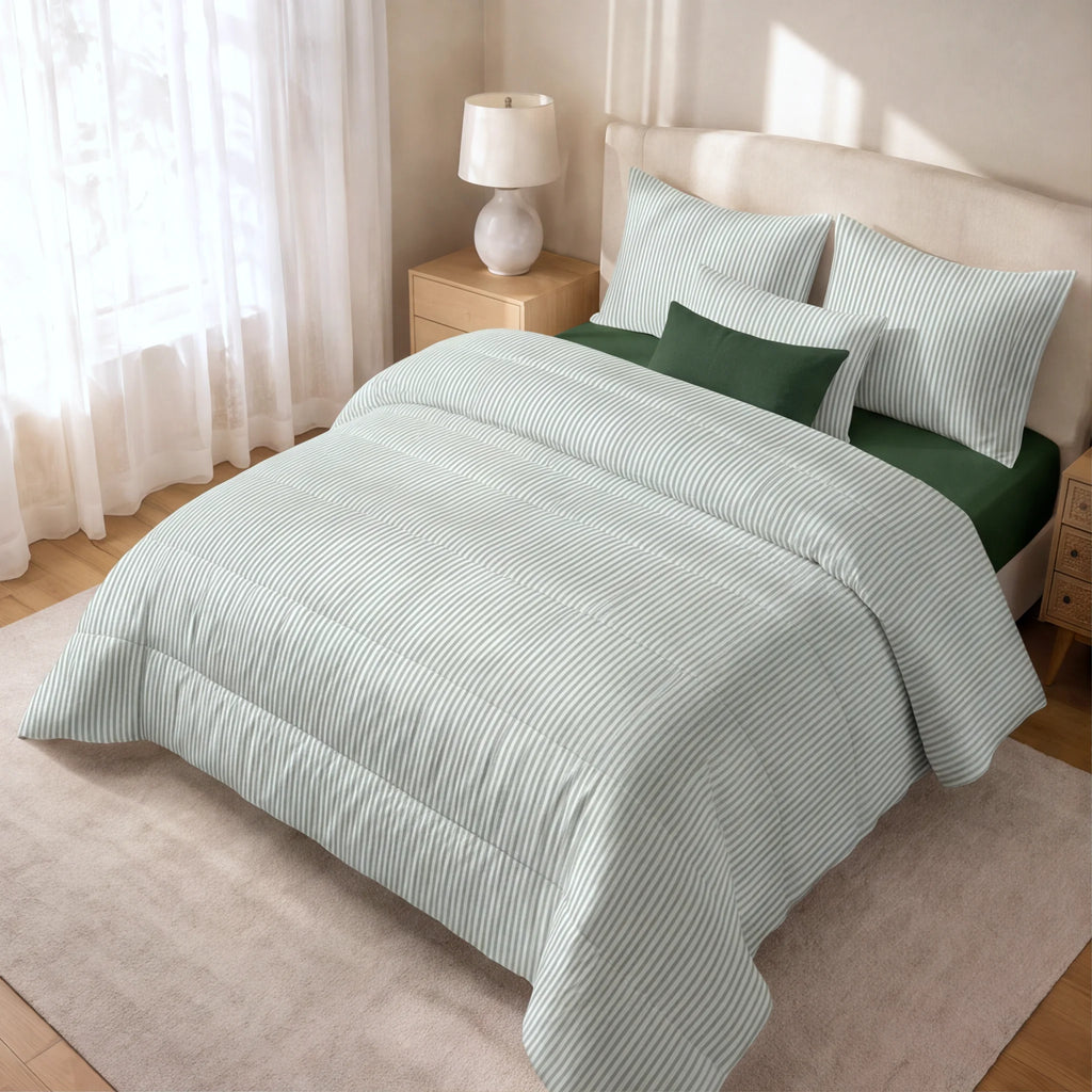 Edredón estampado acolchado Divit Verde tacto suave