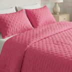 Couvre-lit matelassé uni, fuchsia, doux au toucher