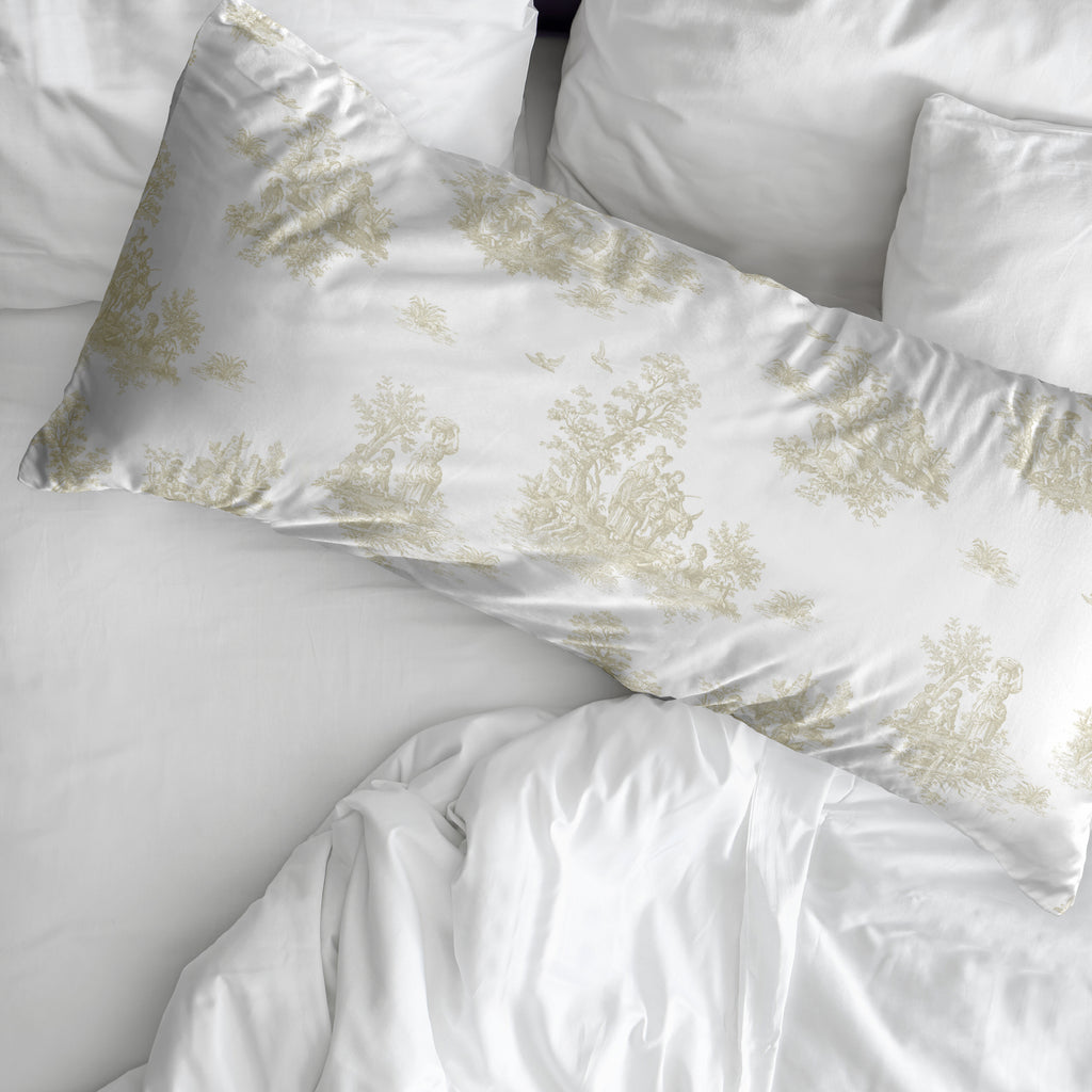 Taie d'oreiller Godella beige en percale 200 fils