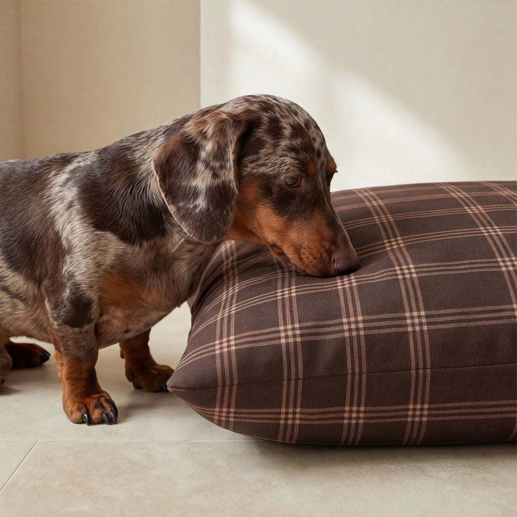 Gus stain-resistant pet bed with removable cover