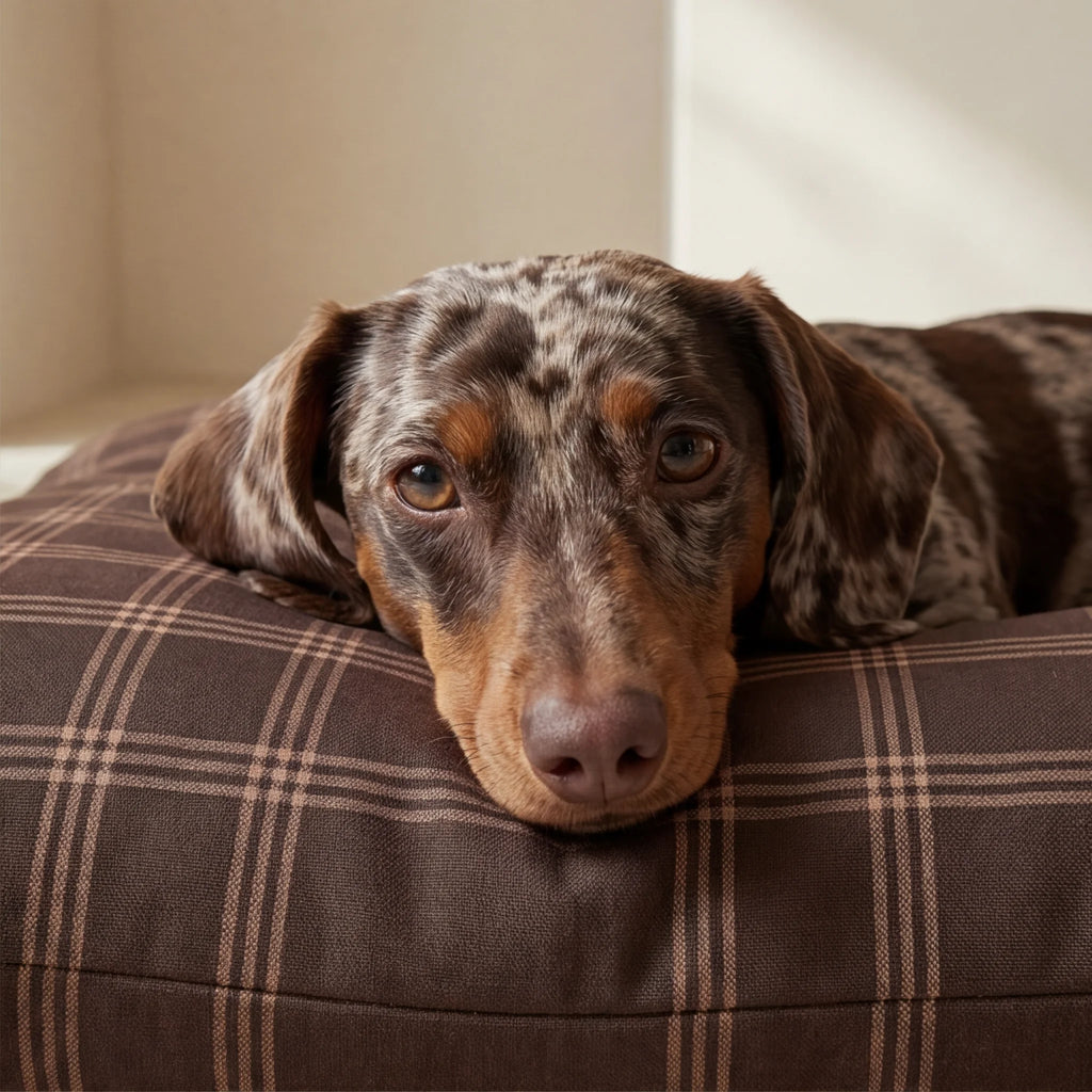 Gus stain-resistant pet bed with removable cover