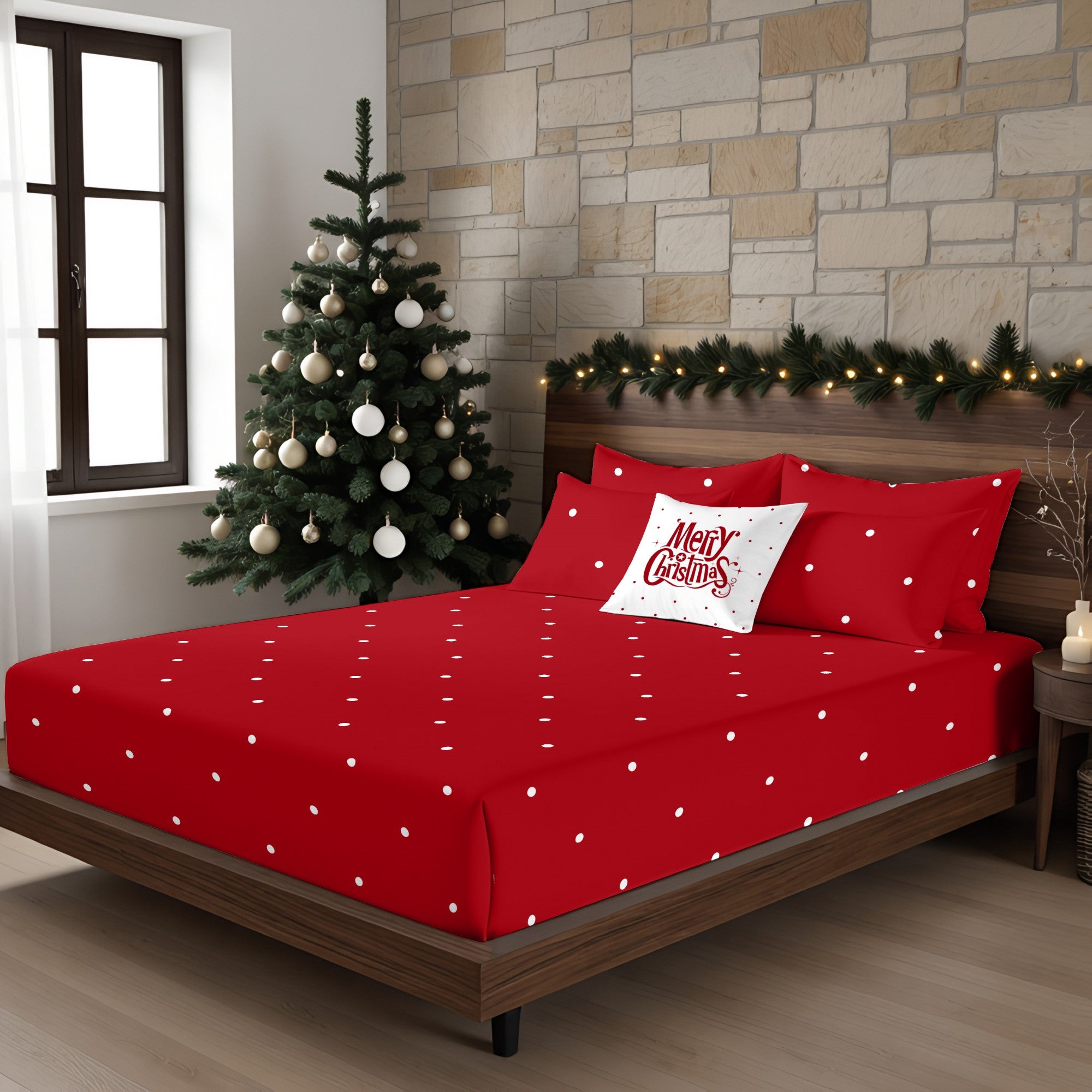 Laponia fitted sheet 47 red 100% cotton