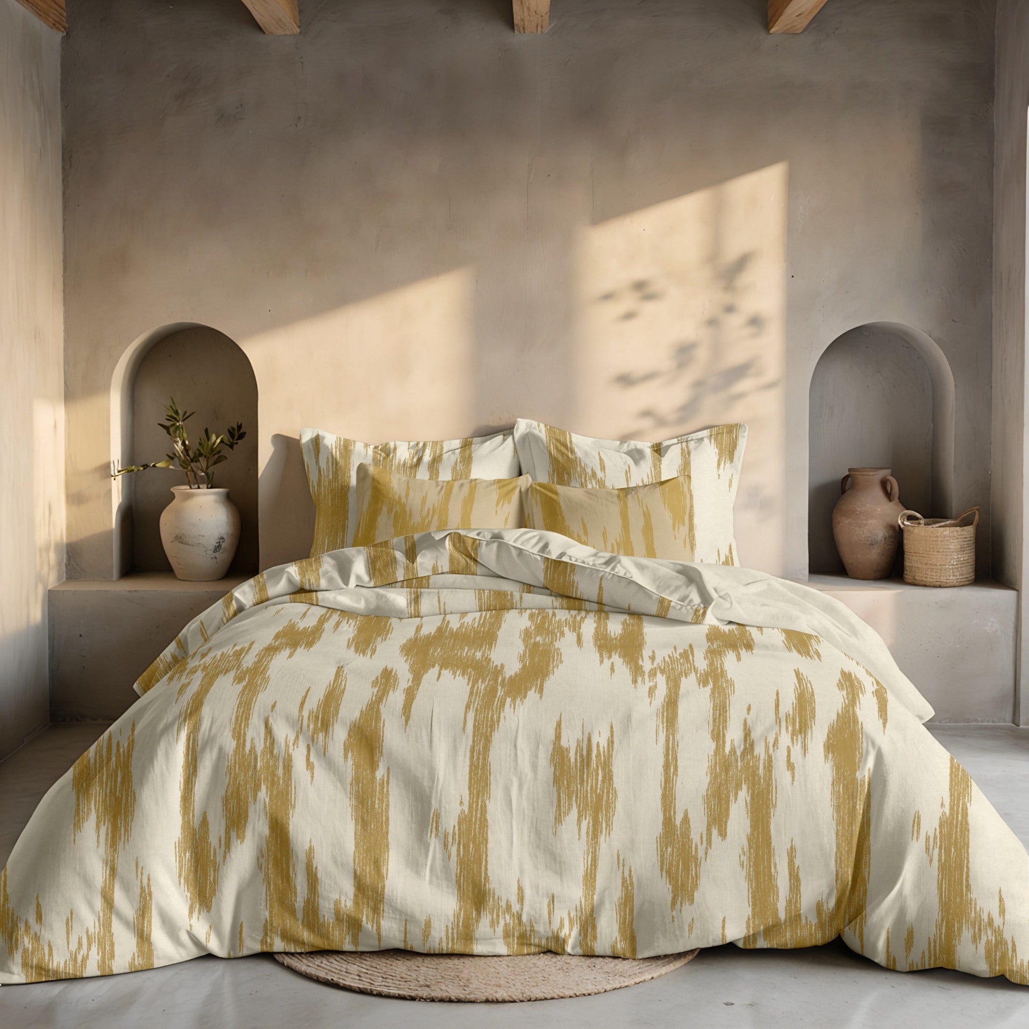 Poplin duvet cover 300 threads Mahón Mustard