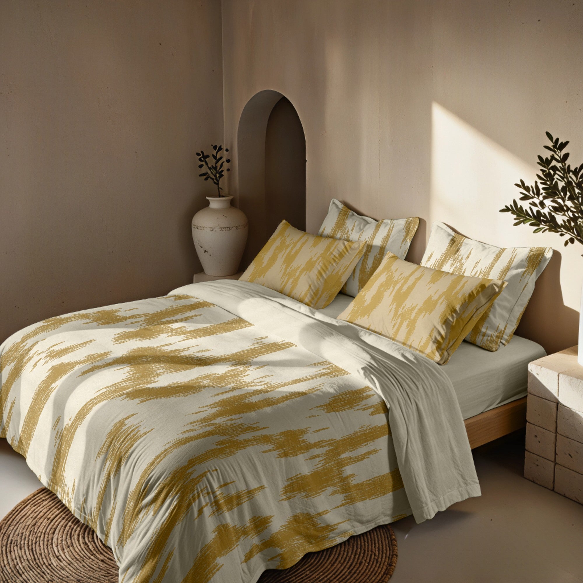 Poplin duvet cover 300 threads Mahón Mustard