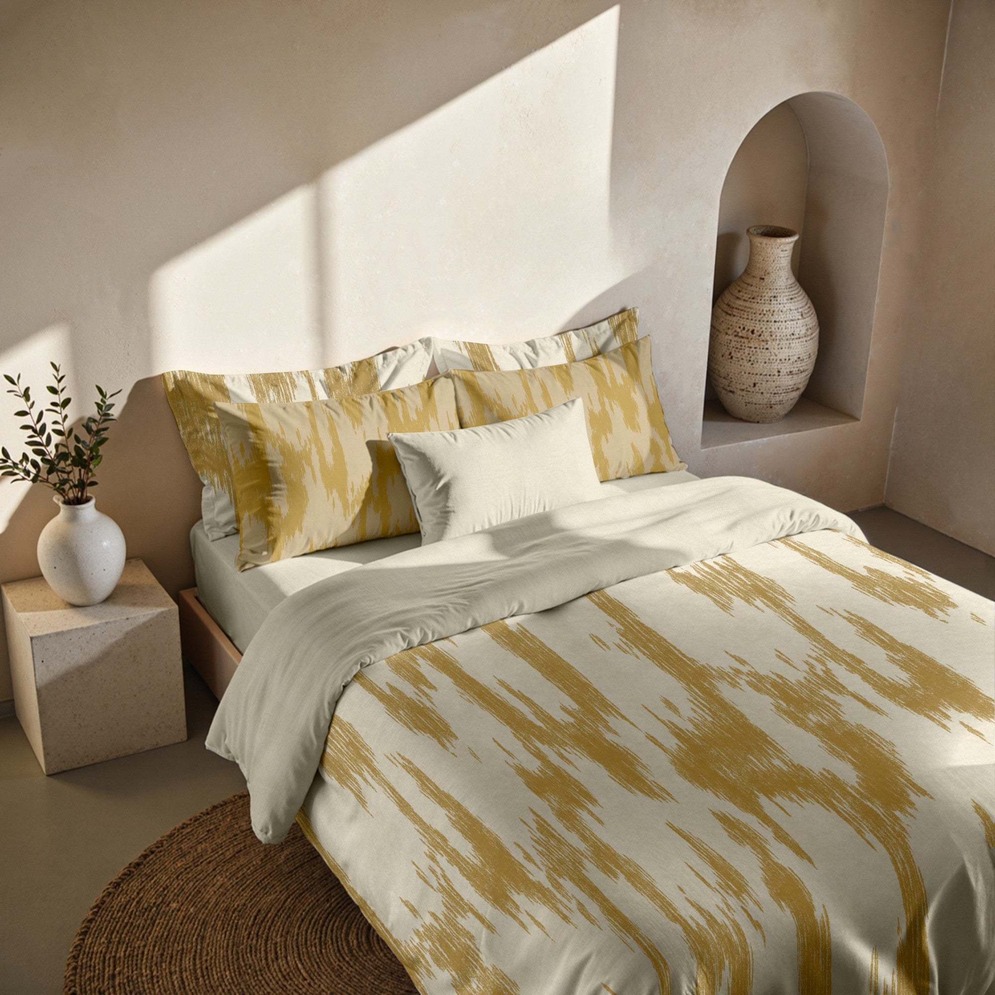 Poplin duvet cover 300 threads Mahón Mustard