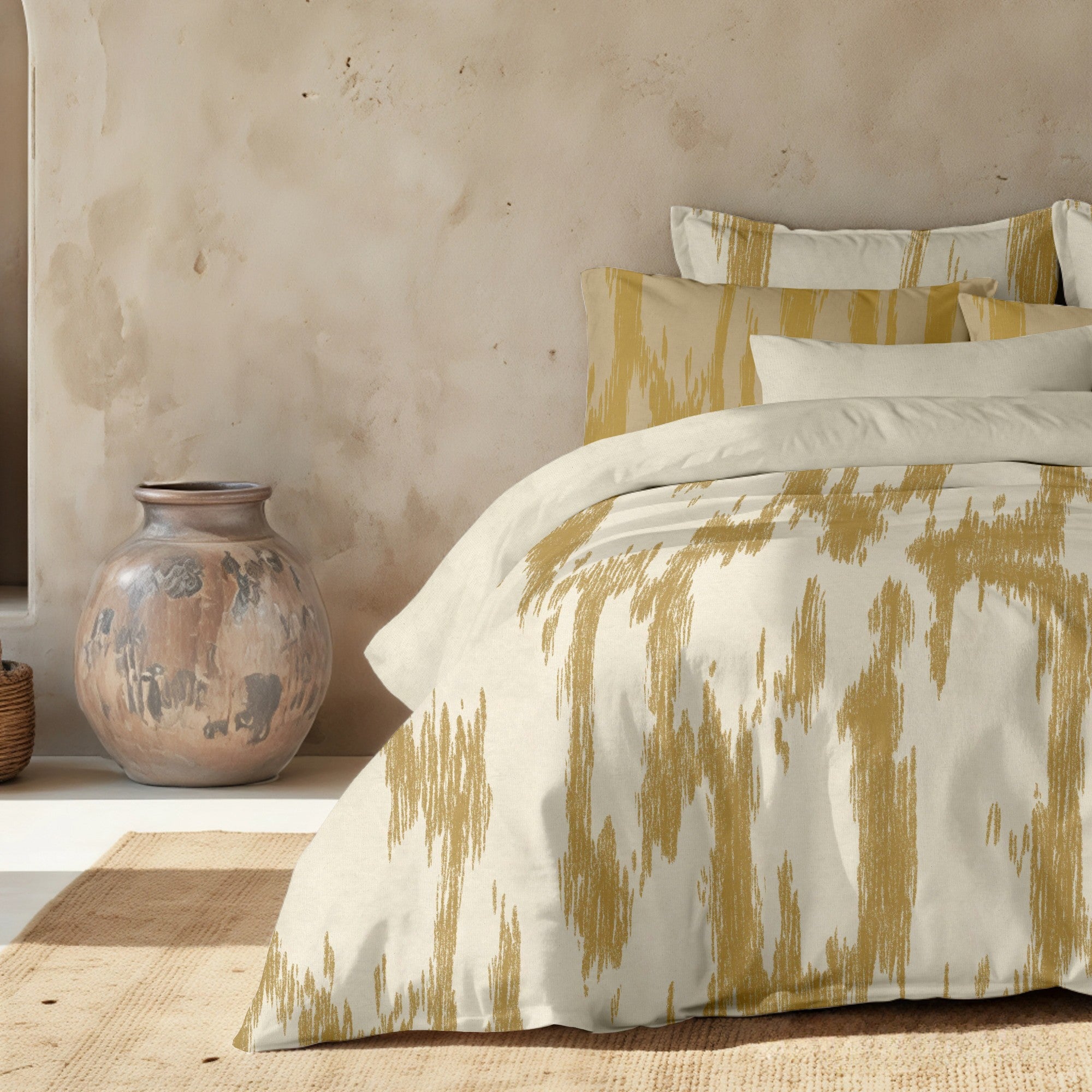 Poplin duvet cover 300 threads Mahón Mustard