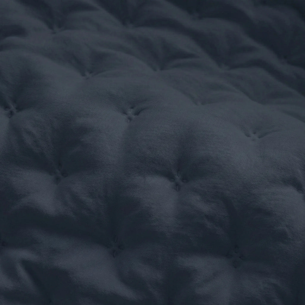 Couvre-lit matelassé uni, bleu marine, doux au toucher
