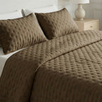 Couvre-lit matelassé uni, marron, doux au toucher