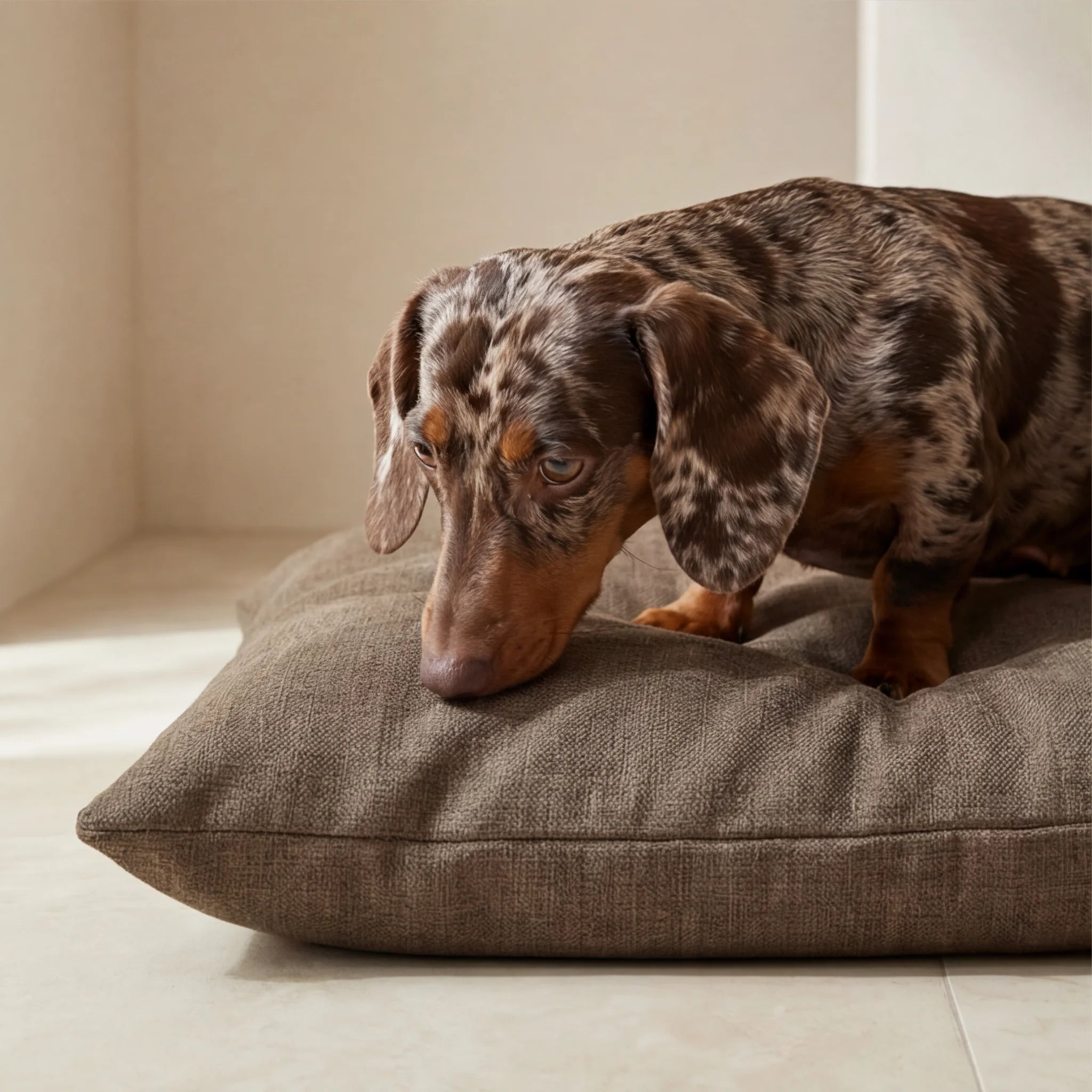 Stain-resistant removable pet bed Mocha Brown