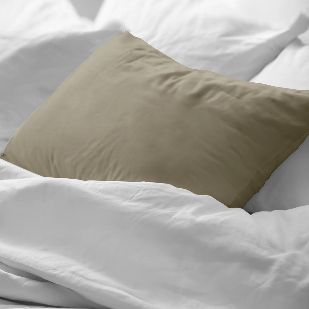 Funda de almohada percal 200 hilos lisa Moka