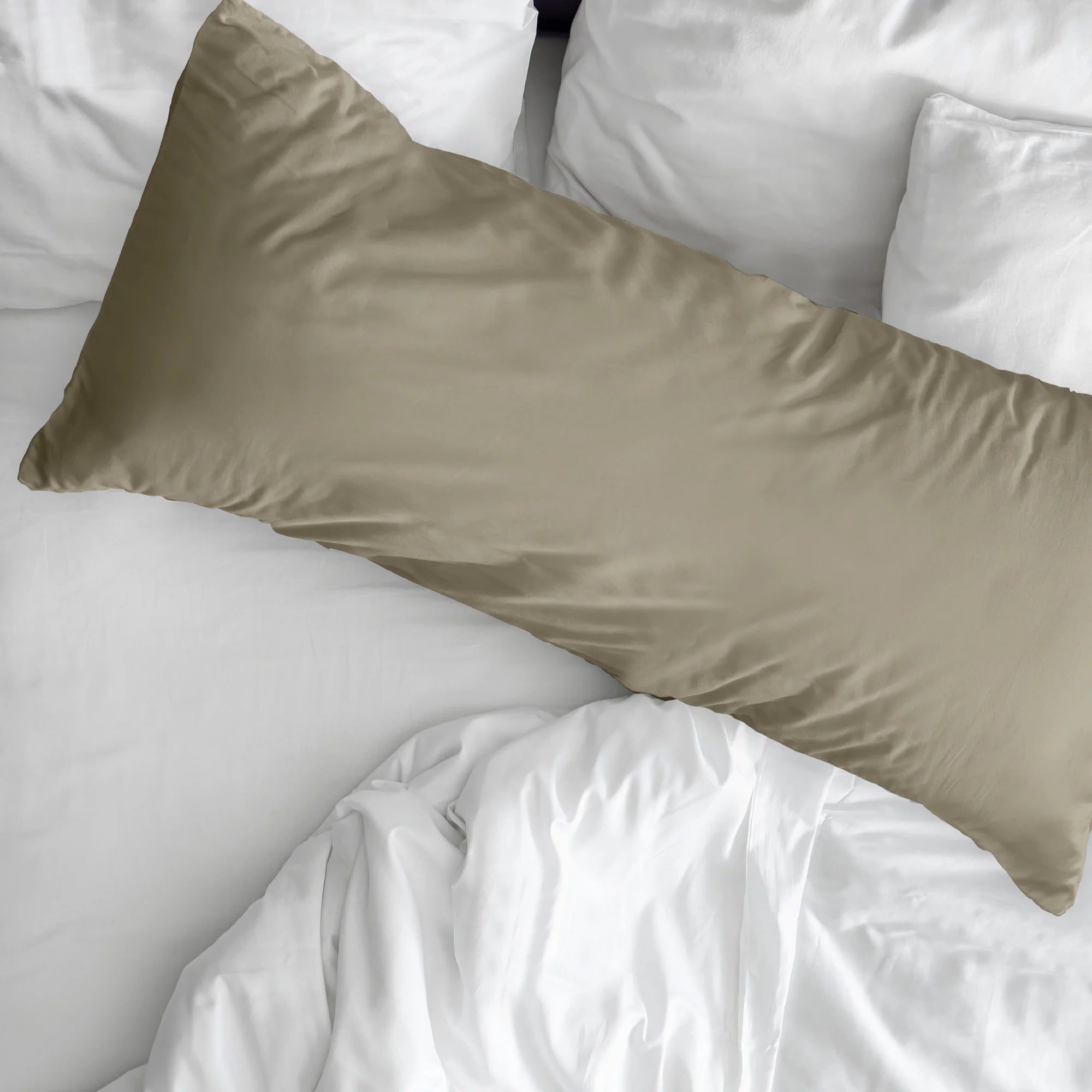 Funda de almohada percal 200 hilos lisa Moka