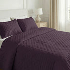 Couvre-lit matelassé uni, violet, doux au toucher