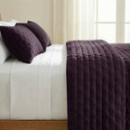 Couvre-lit matelassé uni, violet, doux au toucher