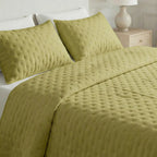 Couvre-lit matelassé uni, couleur moutarde, doux au toucher
