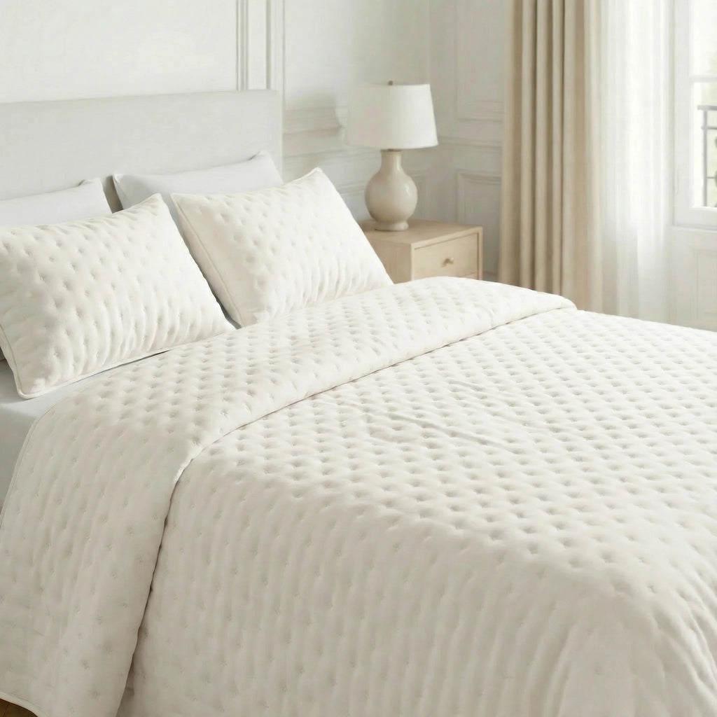 Couvre-lit matelassé uni, toucher doux et naturel