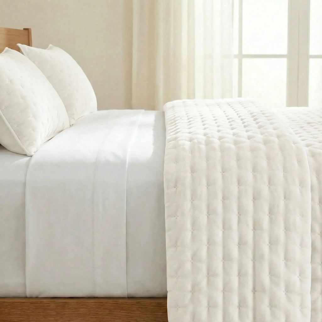 Couvre-lit matelassé uni, toucher doux et naturel