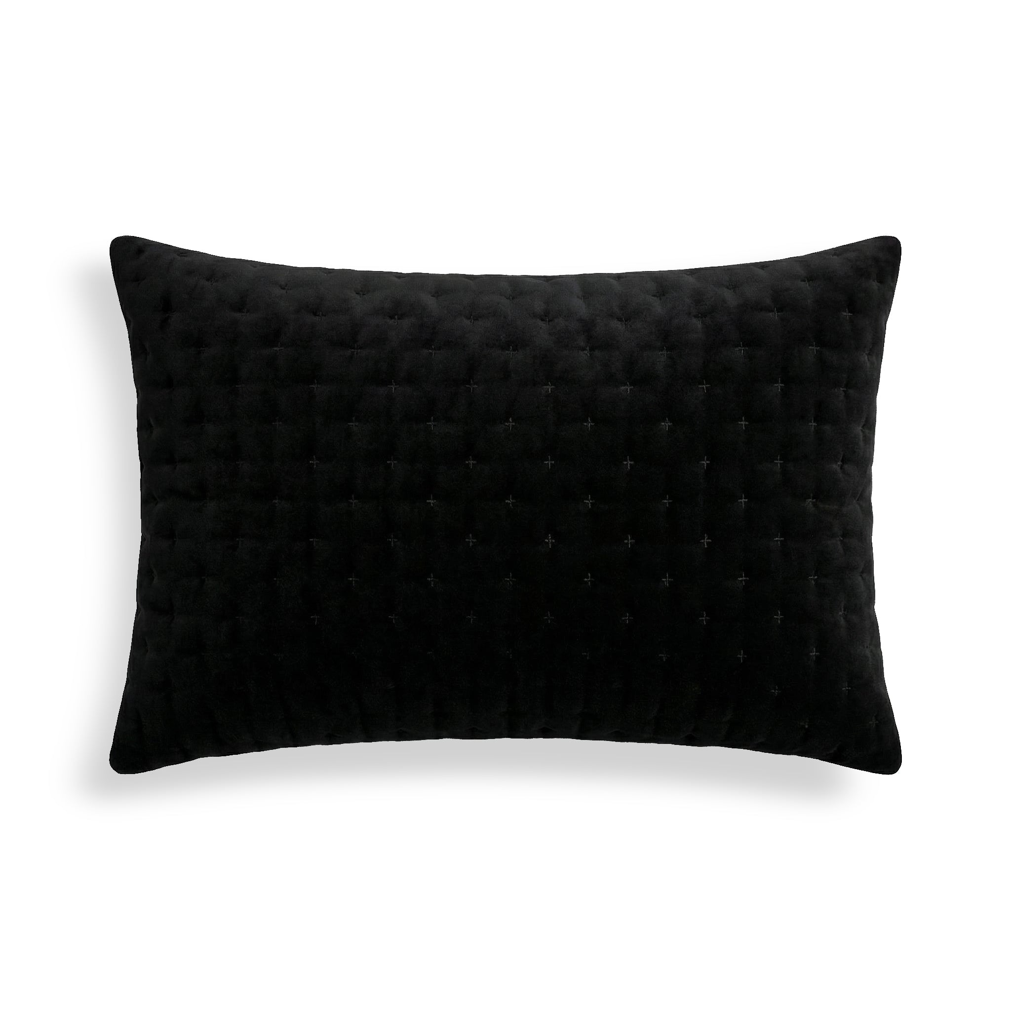 Plain quilted pillowcase Black 50x80 cm