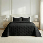 Plain quilted bedspread, Black, soft touch
