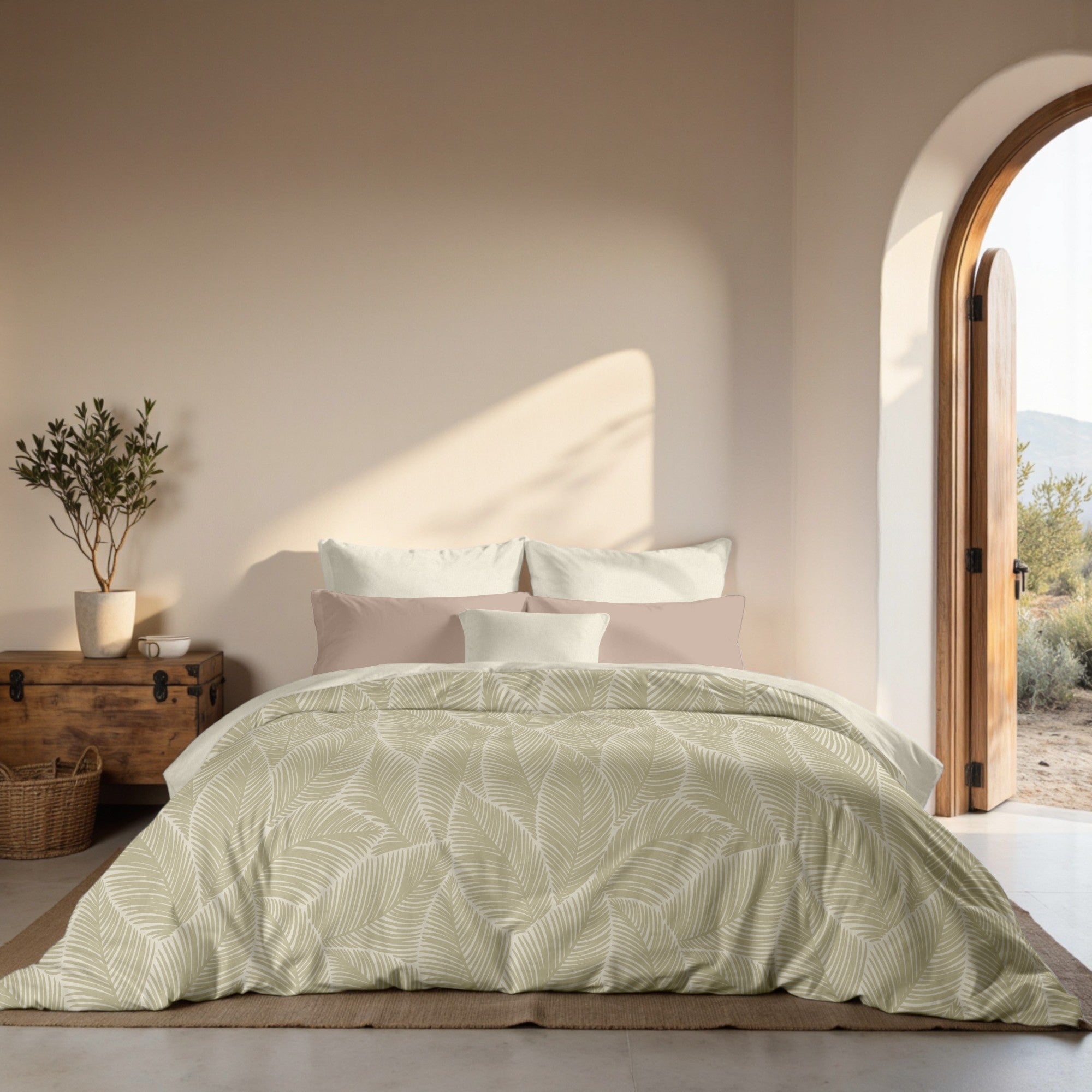 Poplin duvet cover 300 threads Nijar Beige