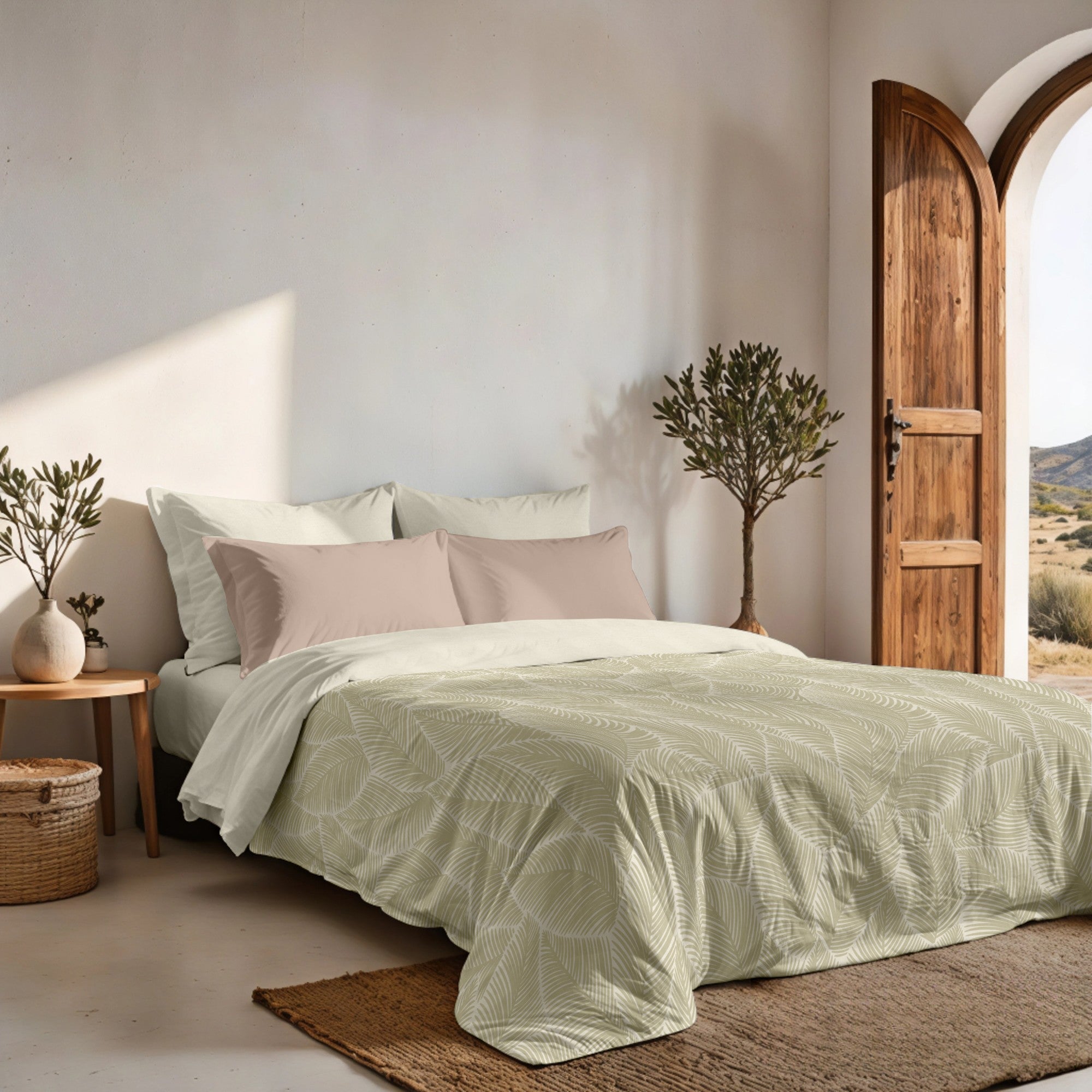 Poplin duvet cover 300 threads Nijar Beige