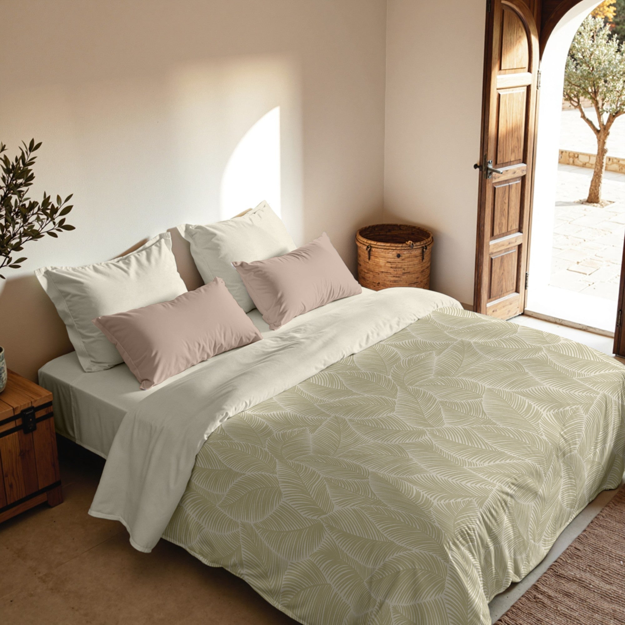 Poplin duvet cover 300 threads Nijar Beige