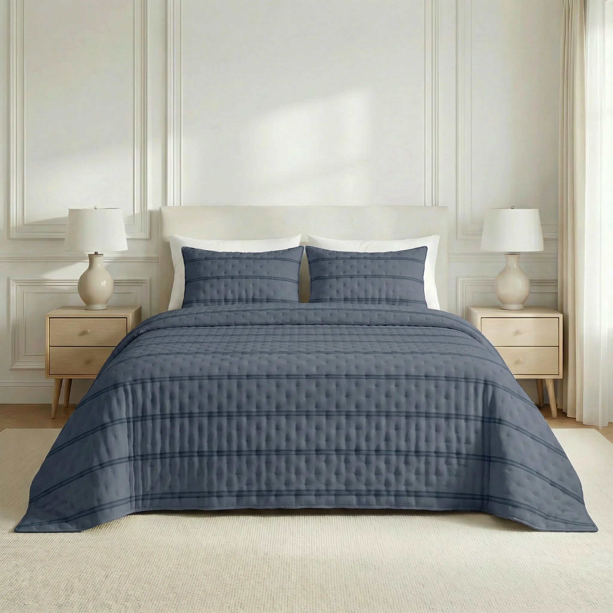 Couette matelassée Nua bleu clair imprimée bouti douce au toucher