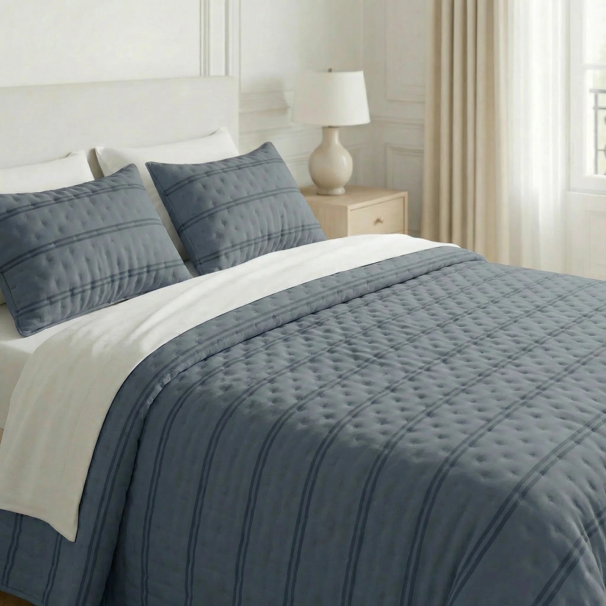 Couette matelassée Nua bleu clair imprimée bouti douce au toucher