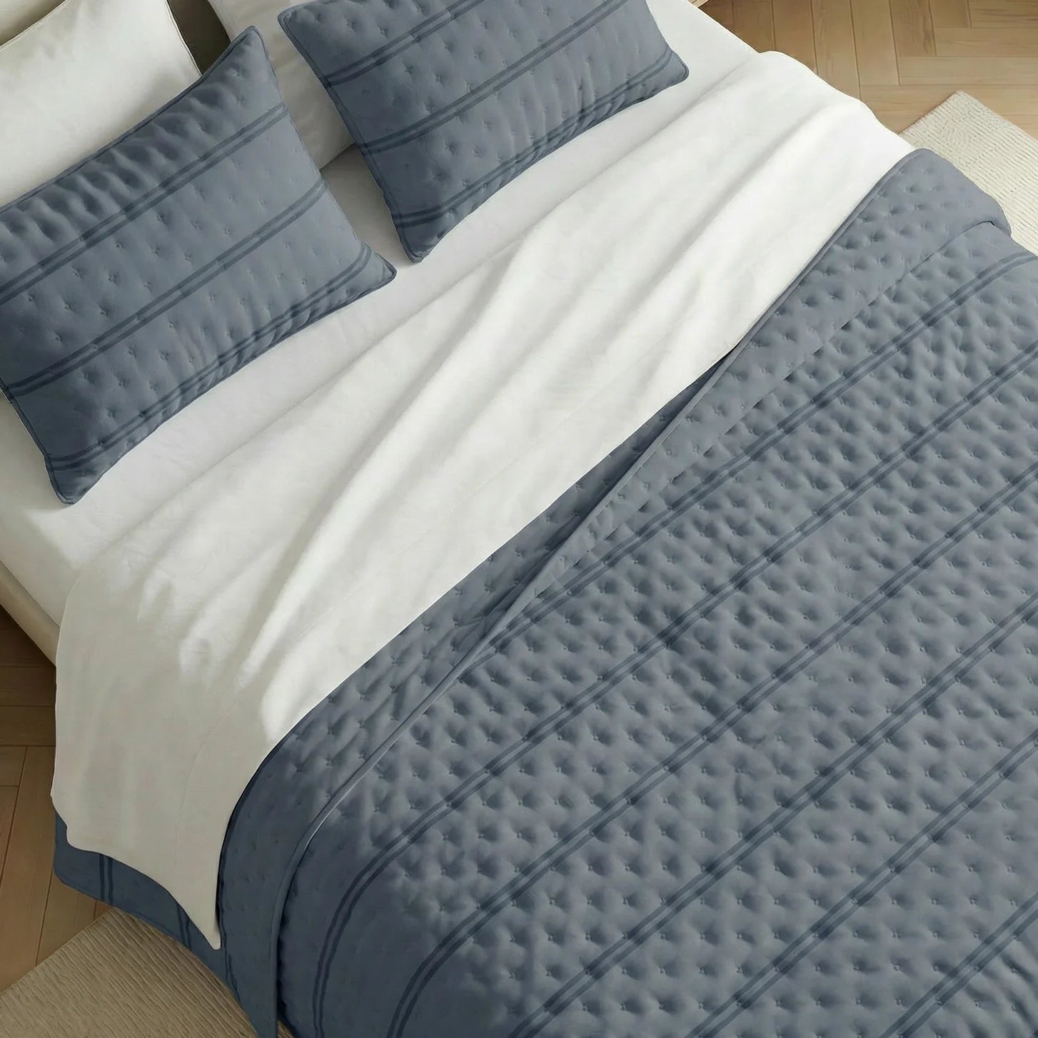 Couette matelassée Nua bleu clair imprimée bouti douce au toucher