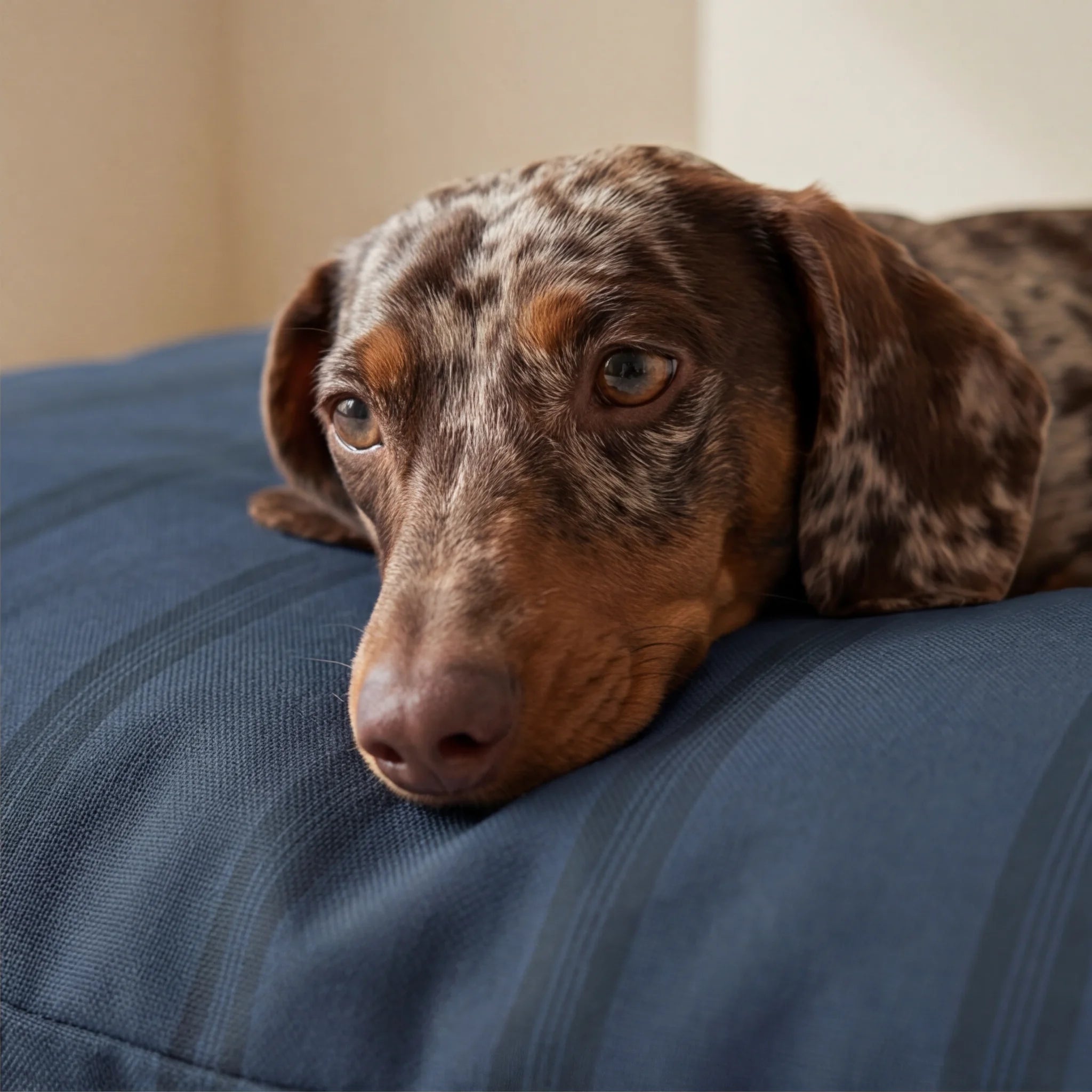 Nua stain-resistant pet bed with removable cover