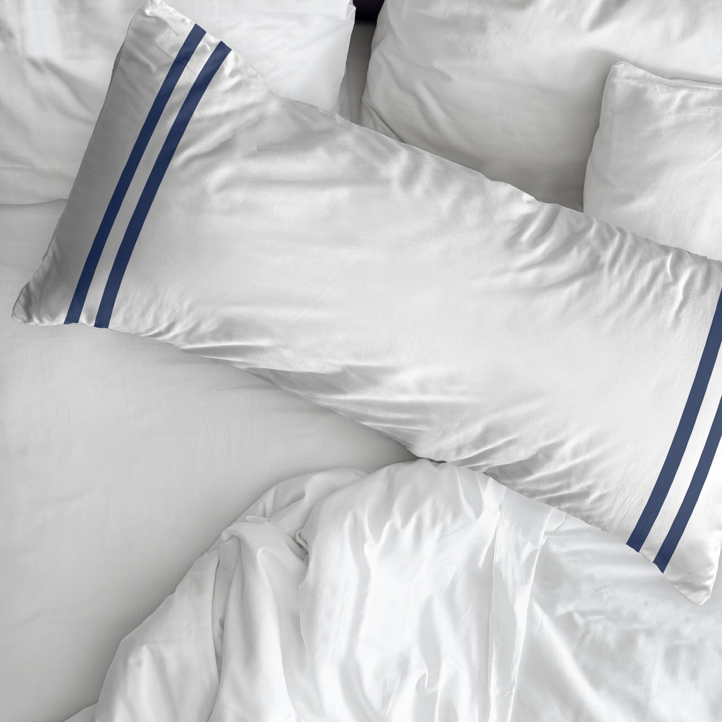 Funda de almohada Oliva Azul percal 200 hilos