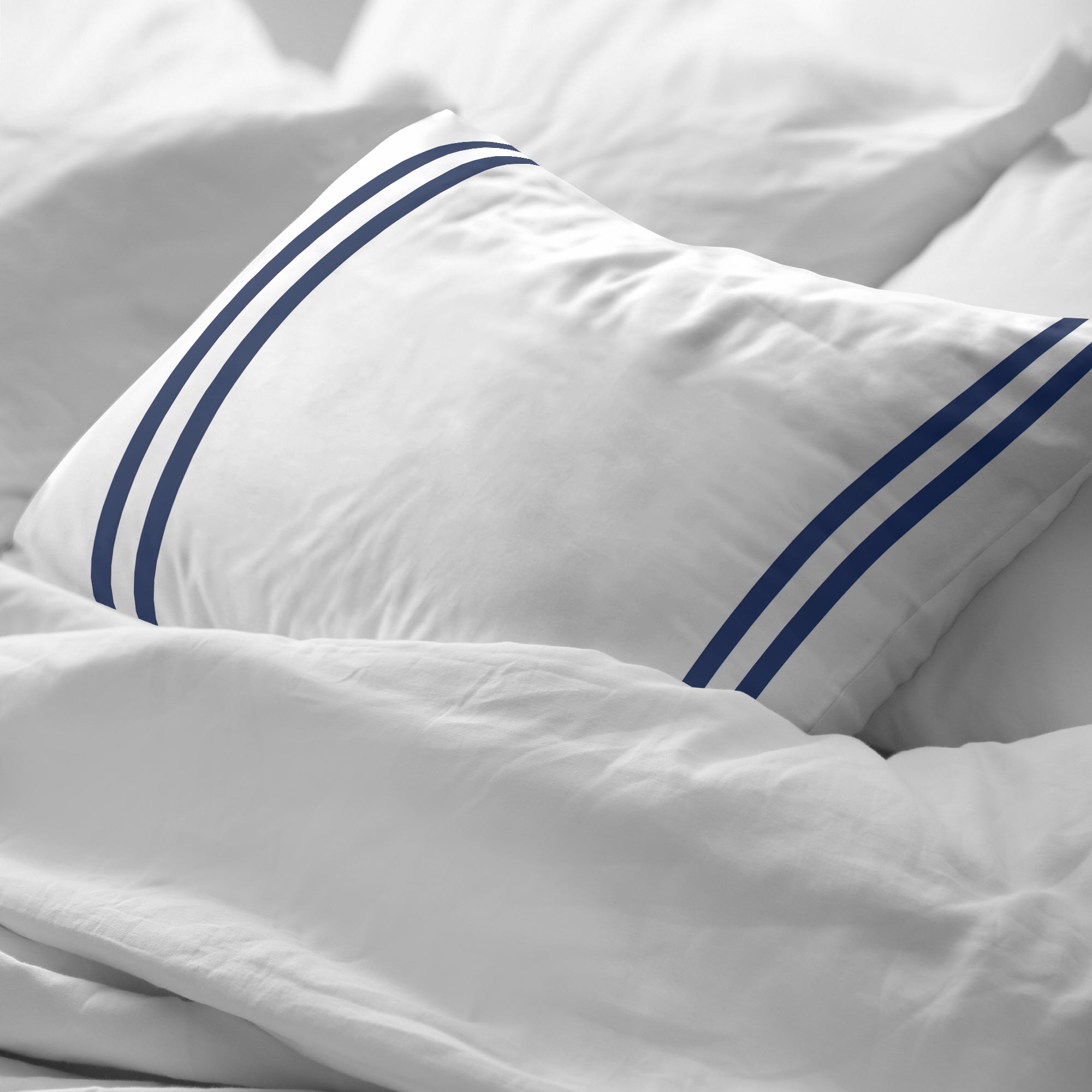 Funda de almohada Oliva Azul percal 200 hilos