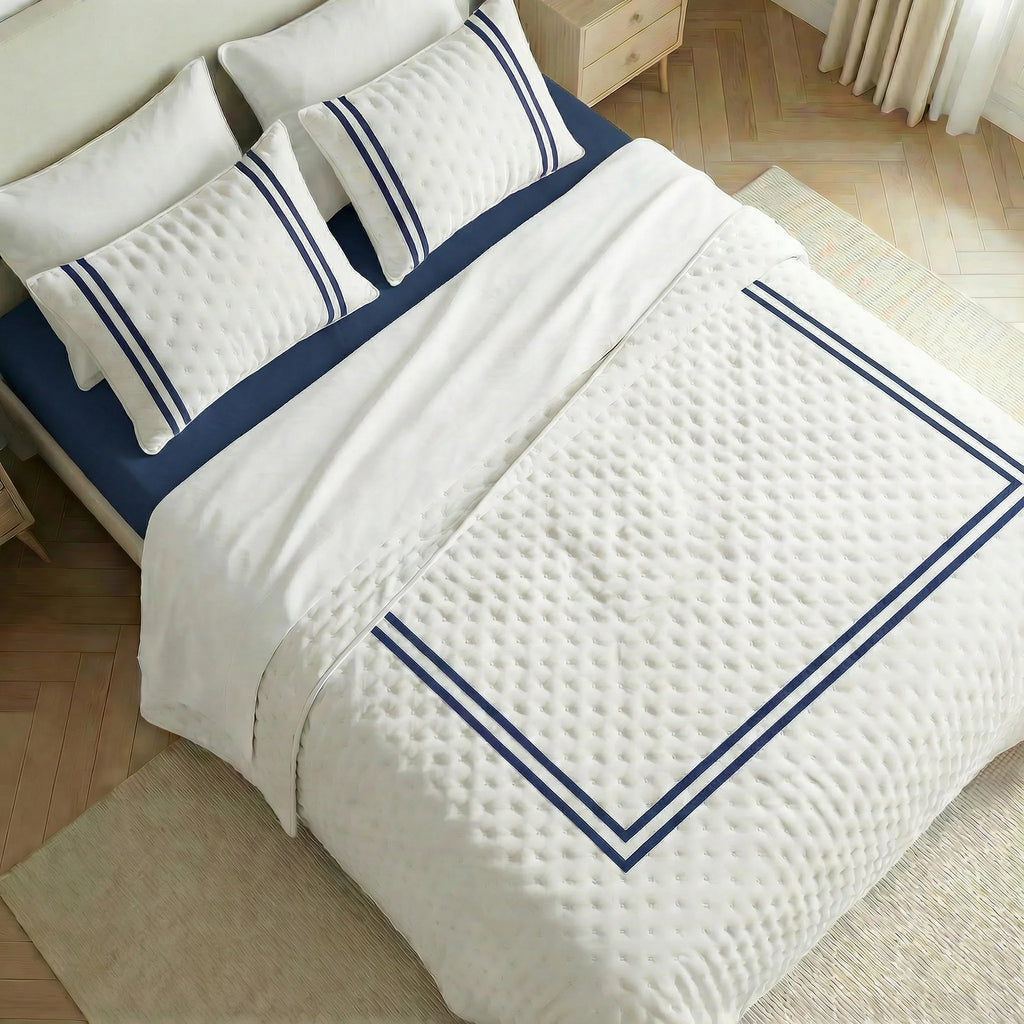 Couvre-lit imprimé bleu olive au toucher doux