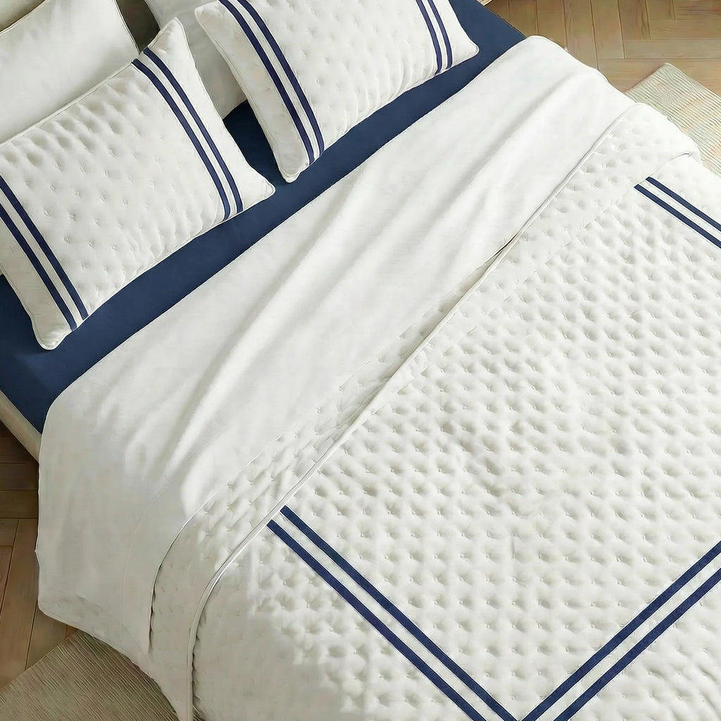 Couvre-lit imprimé bleu olive au toucher doux