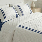 Couvre-lit imprimé bleu olive au toucher doux