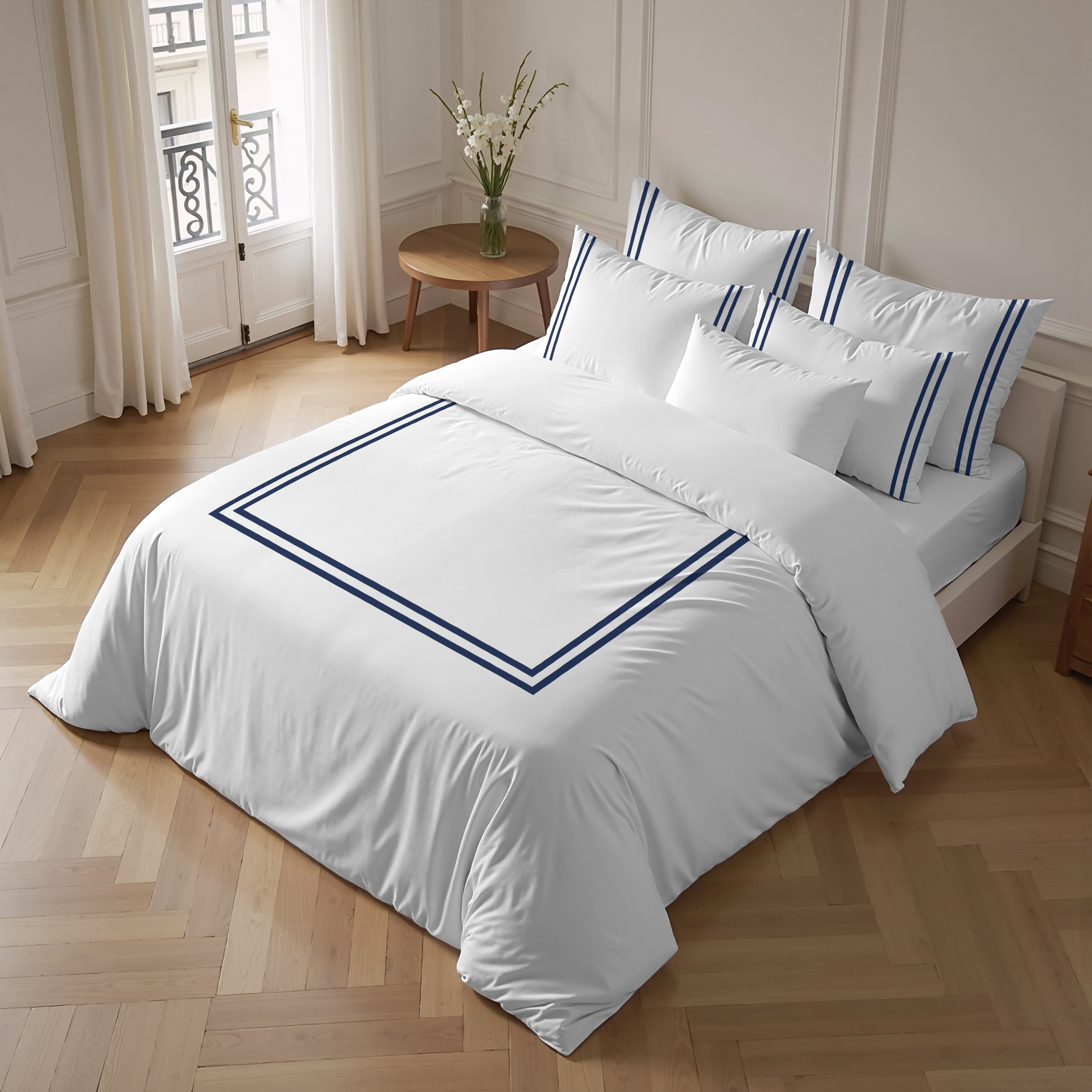 Funda nórdica Oliva Azul percal 200 hilos