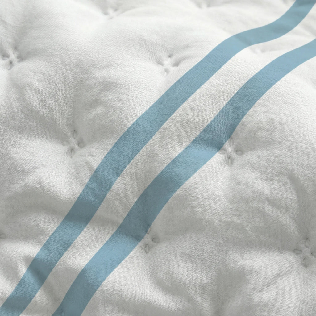 Couverture matelassée imprimée bouti bleu olive Vera douce au toucher