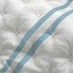 Couverture matelassée imprimée bouti bleu olive Vera douce au toucher