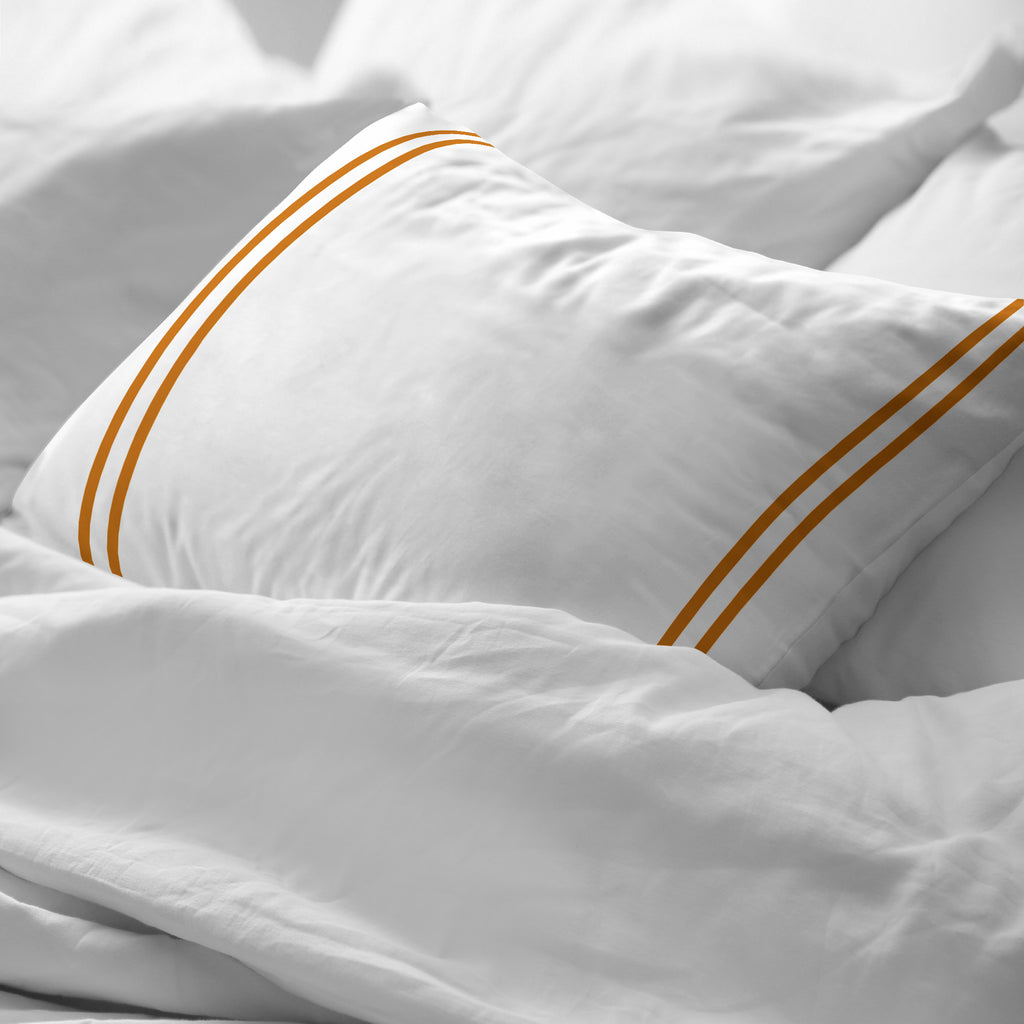 Funda de almohada Oliva Naranja percal 200 hilos