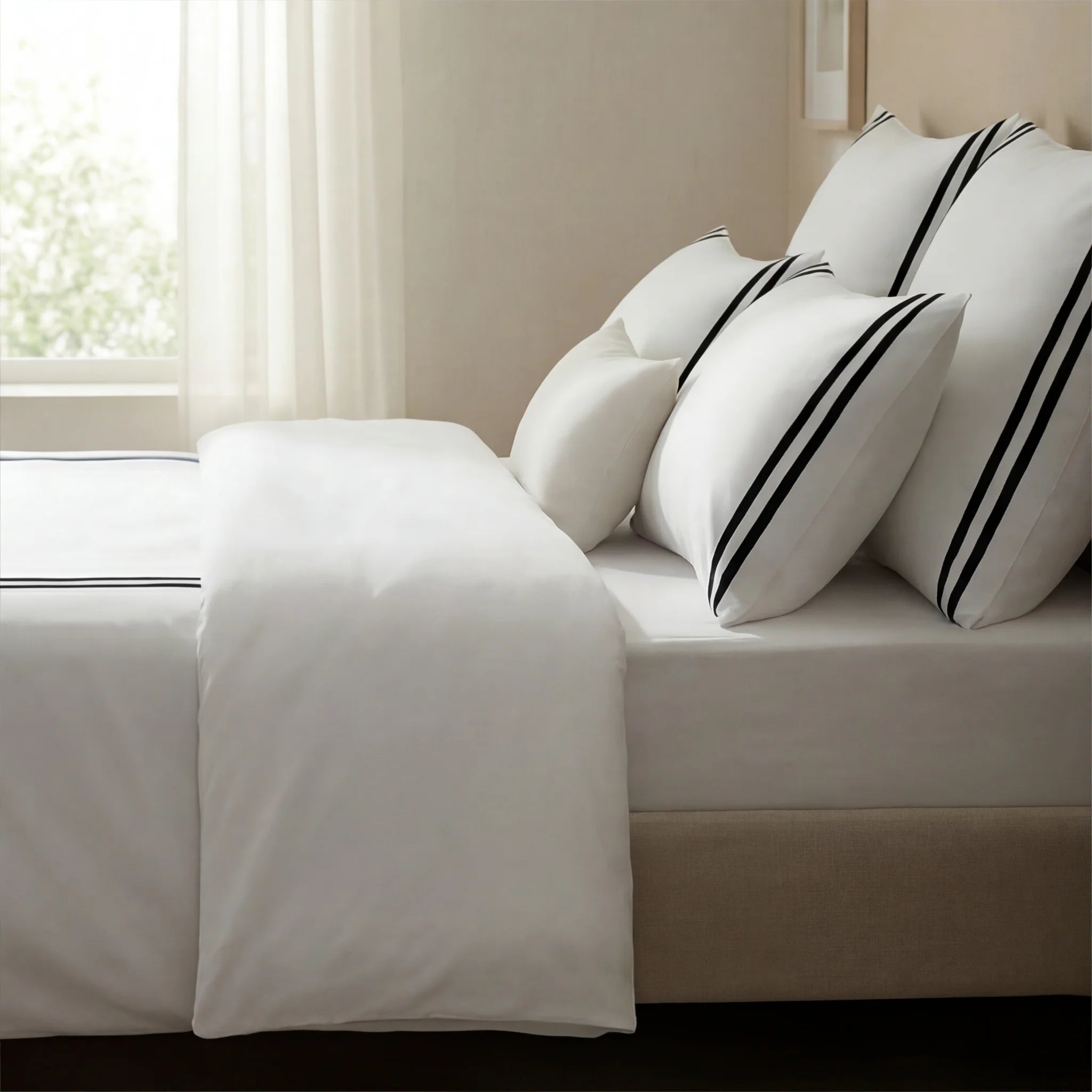 Housse de couette Oliva Noir percale 200 fils 100% coton