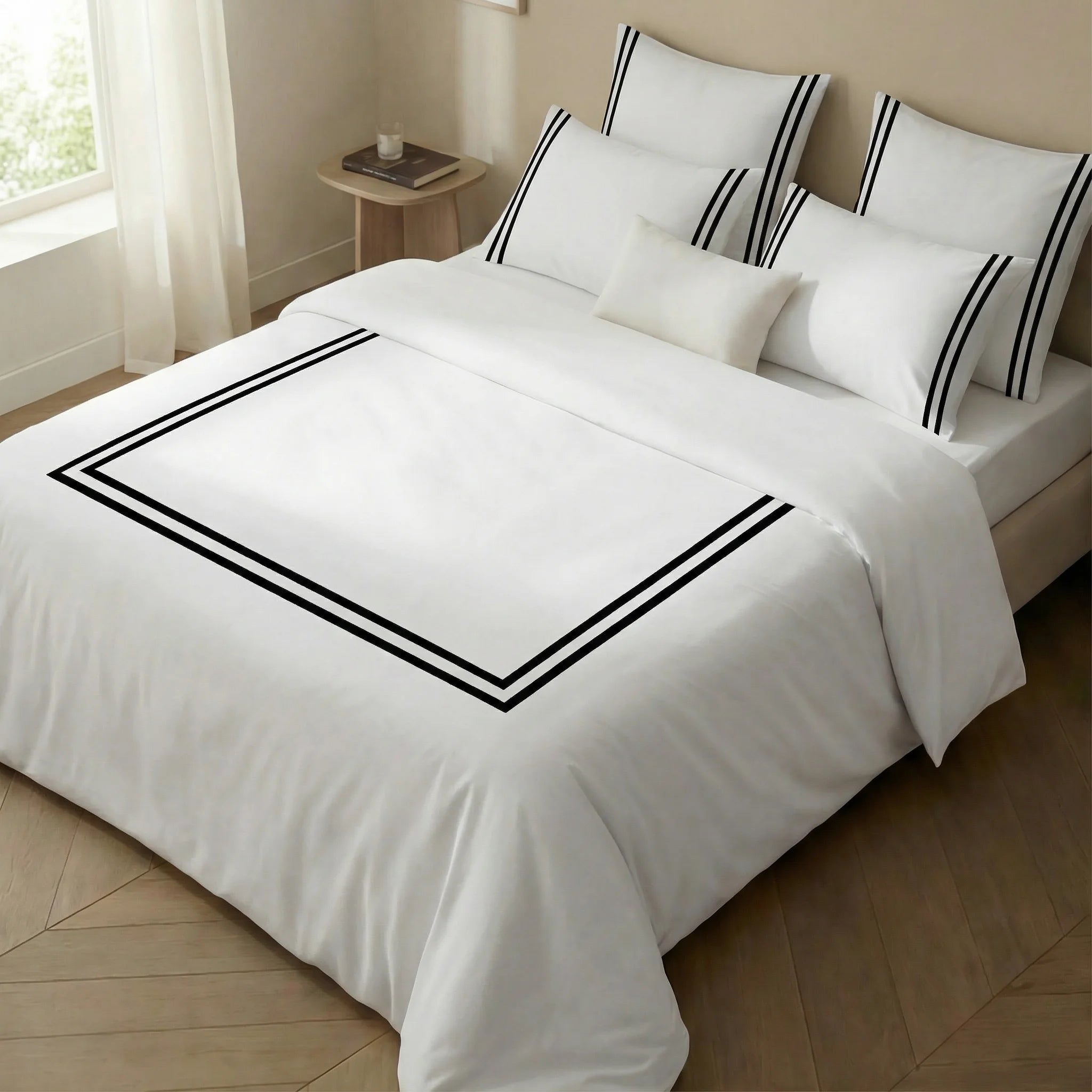 Housse de couette Oliva Noir percale 200 fils 100% coton
