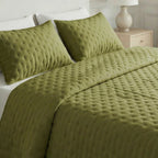 Couvre-lit matelassé uni, toucher doux couleur pistache