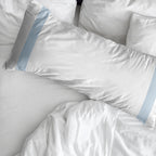 Housse d'oreiller Portixol bleu clair percale 200 fils/cm²