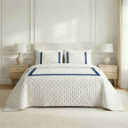 Portixol Blue printed bedspread with a soft feel