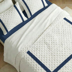 Portixol Blue printed bedspread with a soft feel