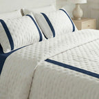 Portixol Blue printed bedspread with a soft feel