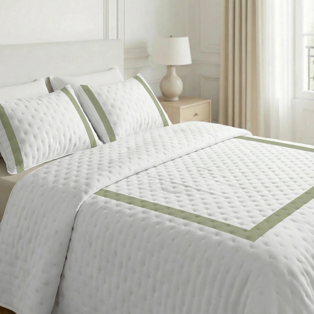 Portixol Light Green Printed Quilted Bedspread with a soft feel