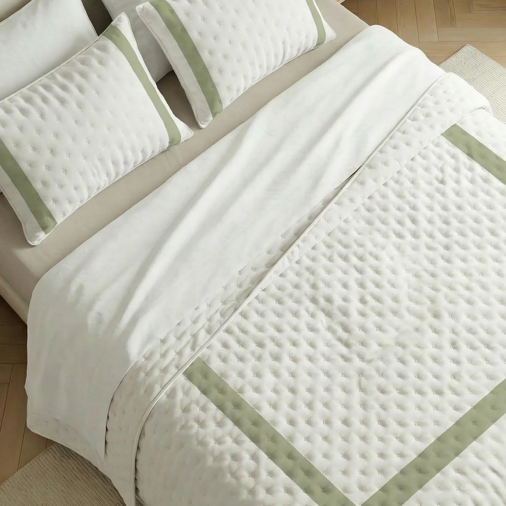 Portixol Light Green Printed Quilted Bedspread with a soft feel