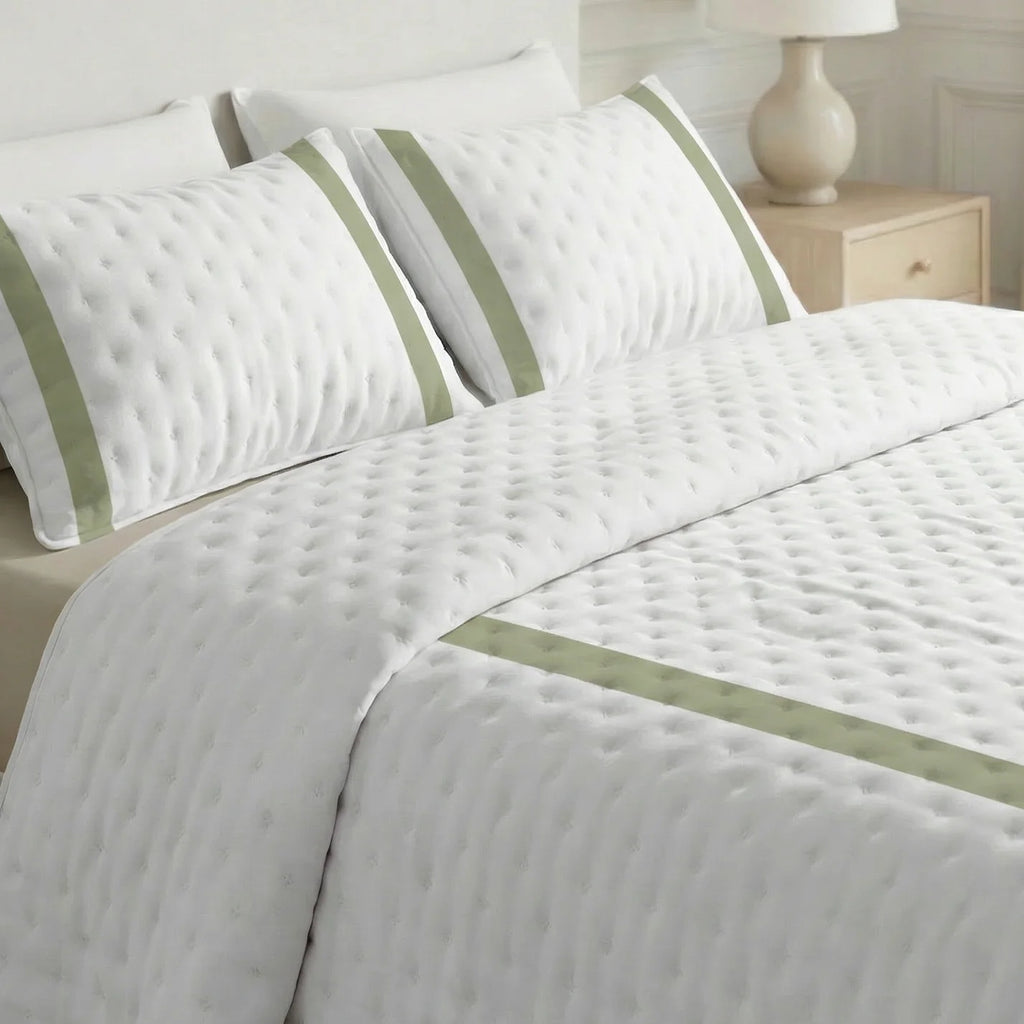 Portixol Light Green Printed Quilted Bedspread with a soft feel